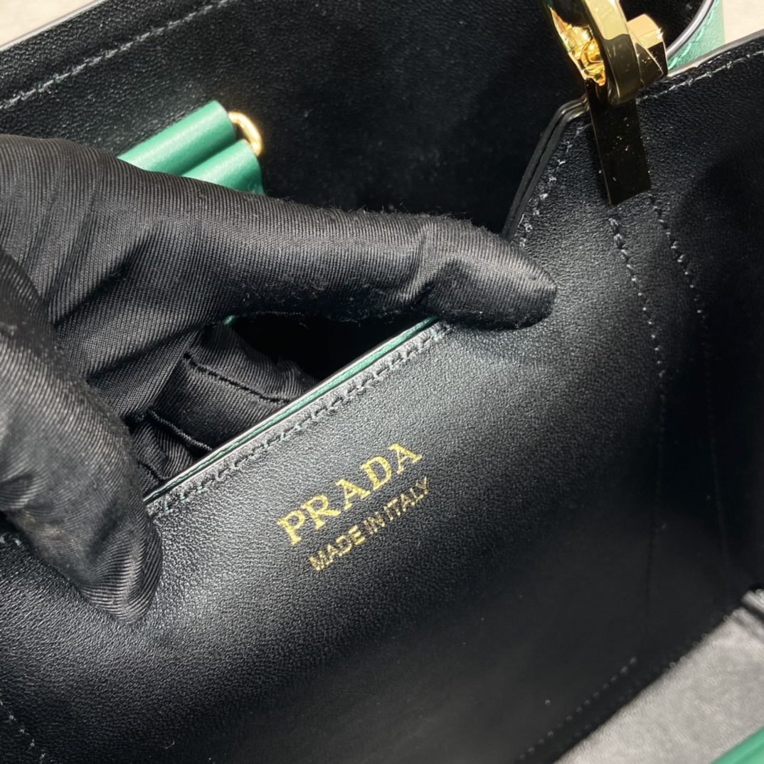 Prada Small Saffiano Leather Panier Bag Mango Green/Black 1BA217